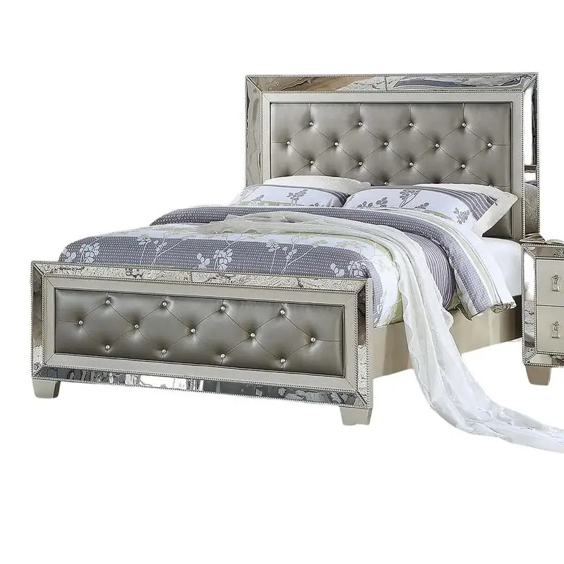 Silver Tufted King Bed 3