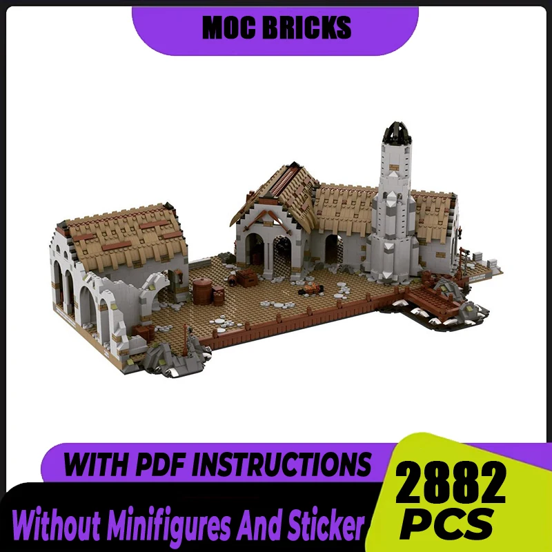 

Волшебные кольца Moc строительный блок сцена фильма UCS средневековый порт модель замка кирпичи сборка уличный вид игрушка подарок