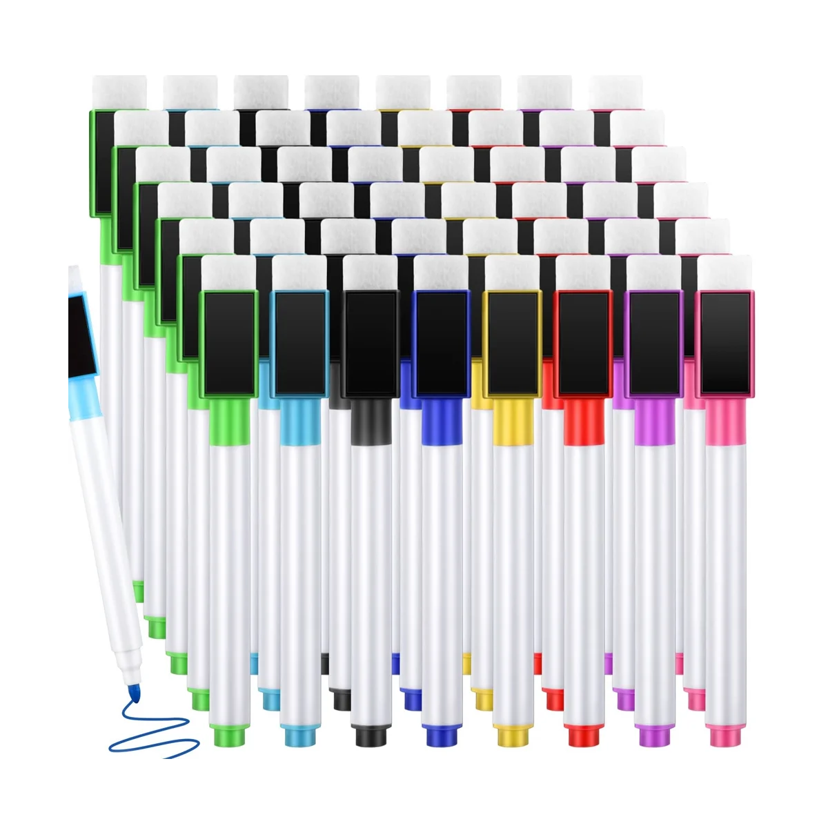

160 Pack Magnetic Dry Erase Markers Bulk 8 Colors Magnetic Whiteboard Markers with Erase Cap for School, Office and Home