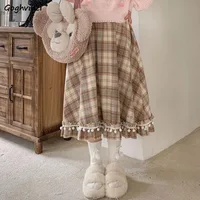 Jupe à carreaux pour femmes, douce et mignonne, Vintage français, Style Preppy, assortie avec tout, Harajuku Kawaii, vêtements Chic Y2k, automne hiver 1