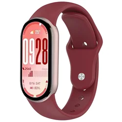 Silicone Sports Strap with Metal Buckle - Soft, Comfortable, and Durable Wristband Accessory - Xiaomi band 8 (Wine Red)