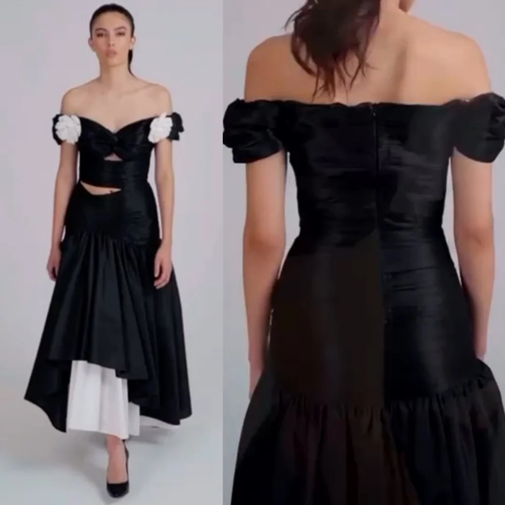 Jersey Pleat Flower Birthday Sheath Strapless Bespoke Occasion Gown Midi Dresses