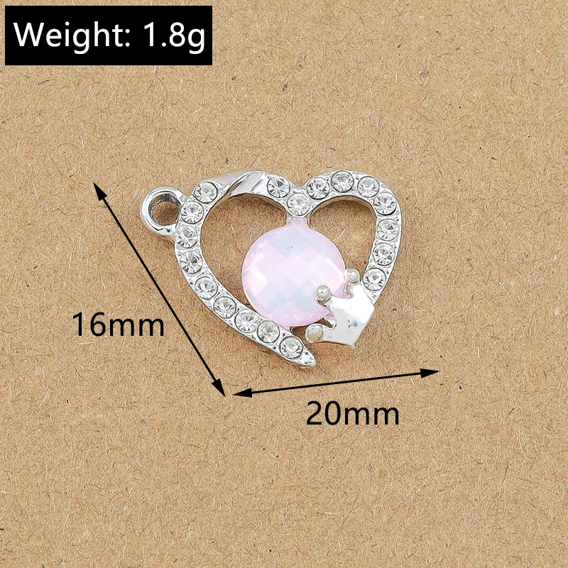 10 Stück 18*15mm Kristall CZ Liebe Herz Charms Anhänger für Schmuckherstellung DIY Ohrringe Halskette Armband Zubehör Zubehör – Detail 6