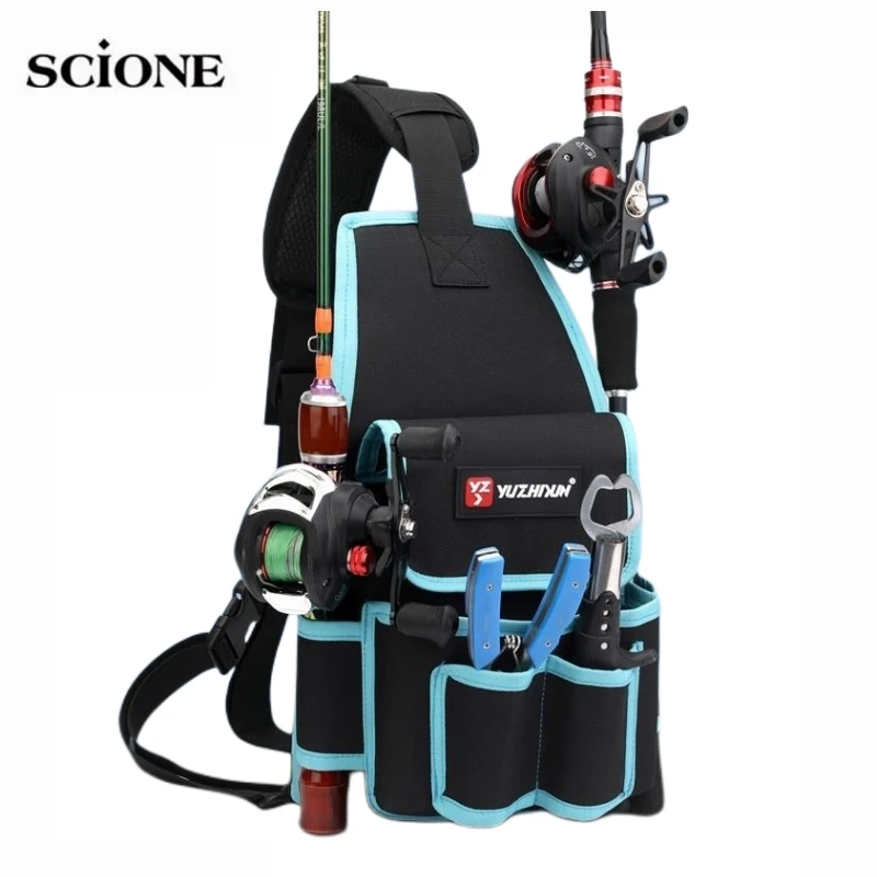 Fishing Rod Bag Men Fish Lure Box Bag Tactical Molle Chest Pack Fishing