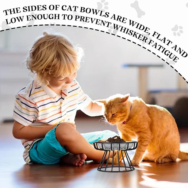 Ceramic Bowl with Metal Stand for Cat, Pet Food, Snack Bowl, Feeding Drinking Elevated Feeder, Kitten and Puppy Dish, Pet Supply 5