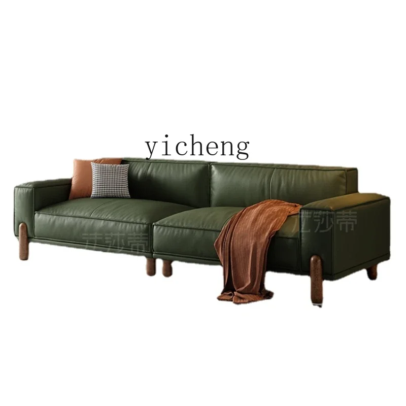 

Zc Tofu Block Leather Sofa Imported Cowhide High Leg Living Room Sofa Minimalist Straight Row