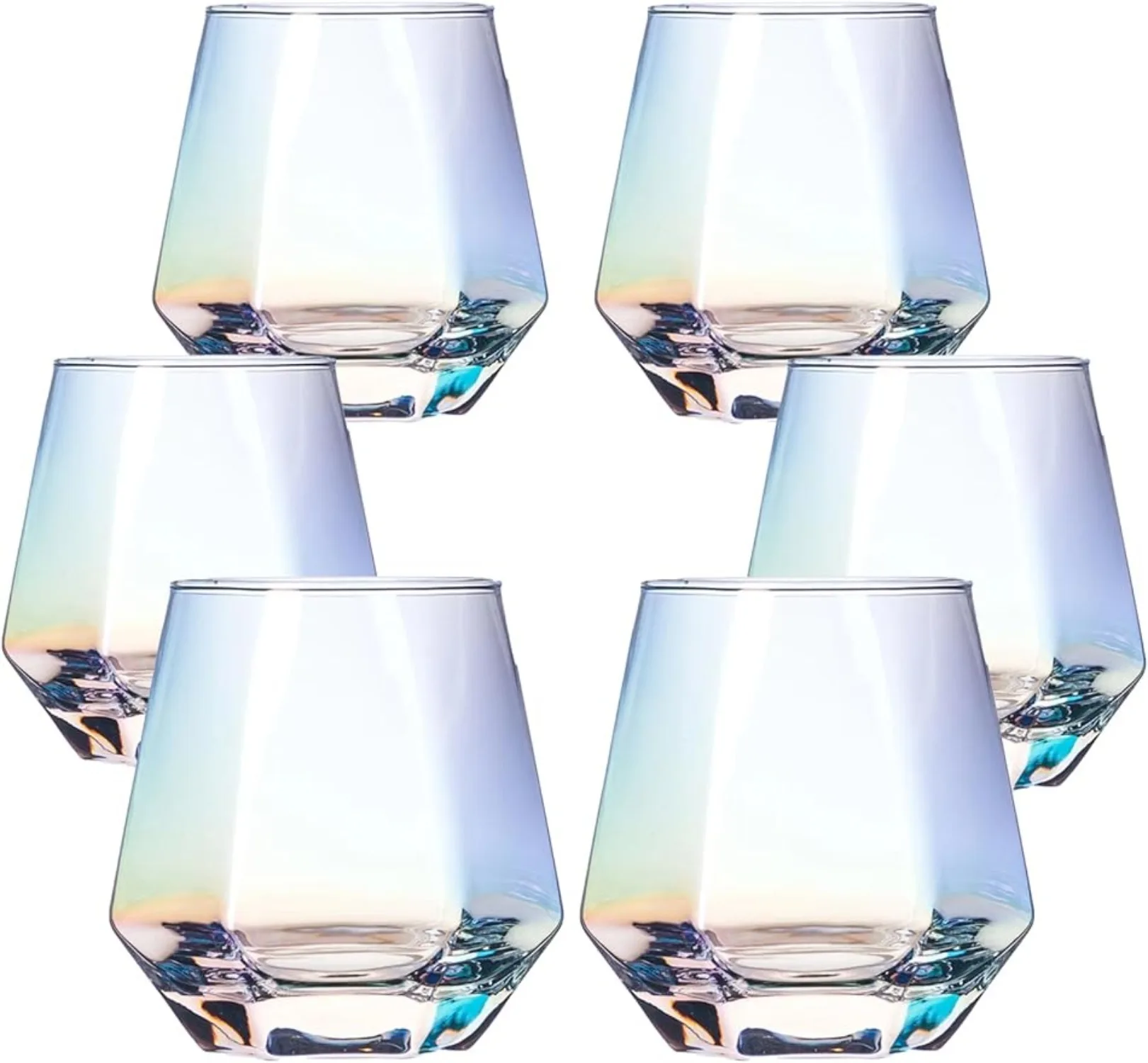 

Hand-blown Wine Glasses 6-piece Set, Crystal Wine Glasses, High-quality Rainbow-colored Diamond-shaped Wine Glasses Gift Box