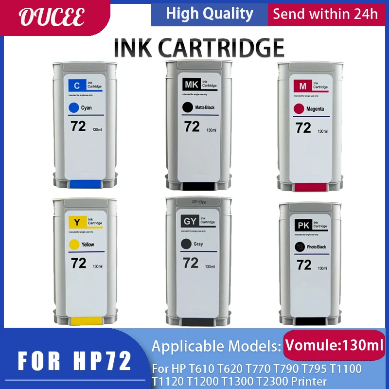 

for HP72 Ink Cartridge T610 T620 T770 T790 T795 T1100 T1100ps T1120 T1120ps T1200 T1300 T2300 T1120 HD T1200 HD T1120 SD