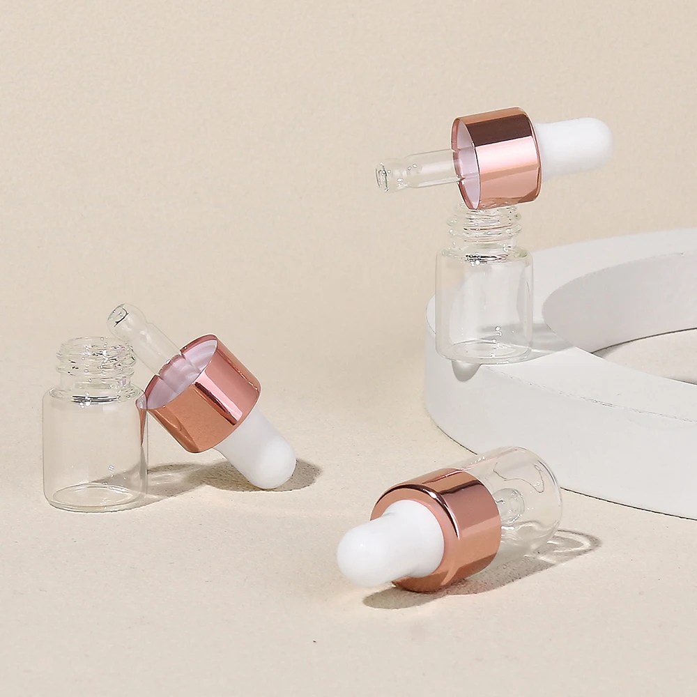3pcs 2ml Clear Mini Glass Dropper Bottles Small with Glass Eye Dropper for Essential Oils Sample Traveling 6