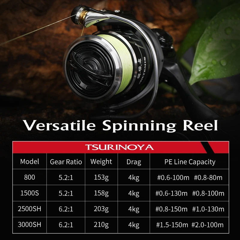 Tsurinoya Nieuwe Spinning Vishaspel Artemis 800 1500S 2500sh 3000sh Ondiepe Spoel Veelzijdige Lange Casting Reel Hogesnelheidswiel