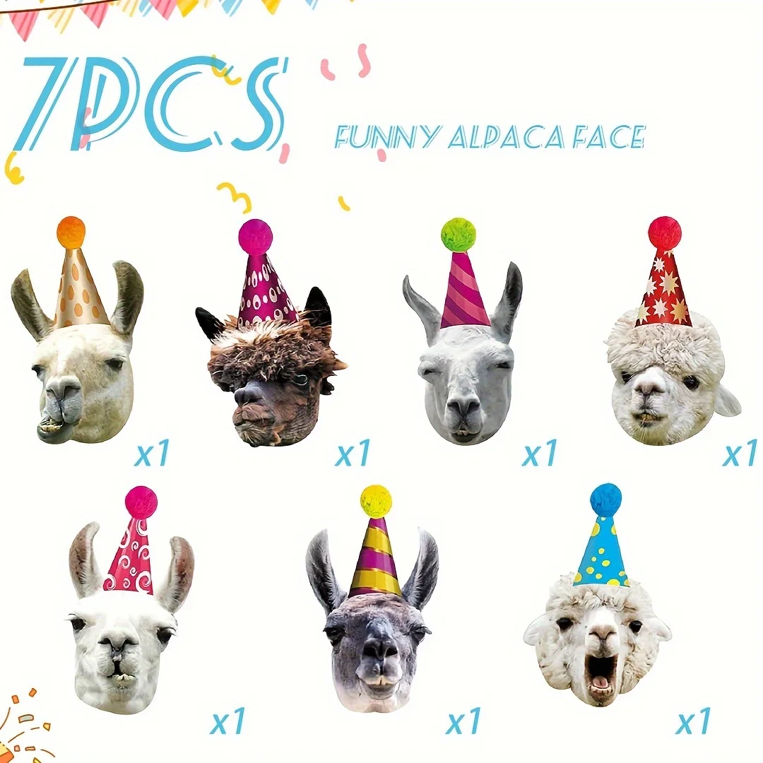 Party Decorations Llama Birthday Garland Funny Alpaca Face Portrait Bunting Hilarious Mexican Bday Party Decoration Baby Shower Supplies