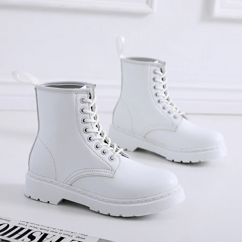 

Women's Ankle Low Heel Platform Chunky Sole Lace Up Side Zipper Combat Biker Boots