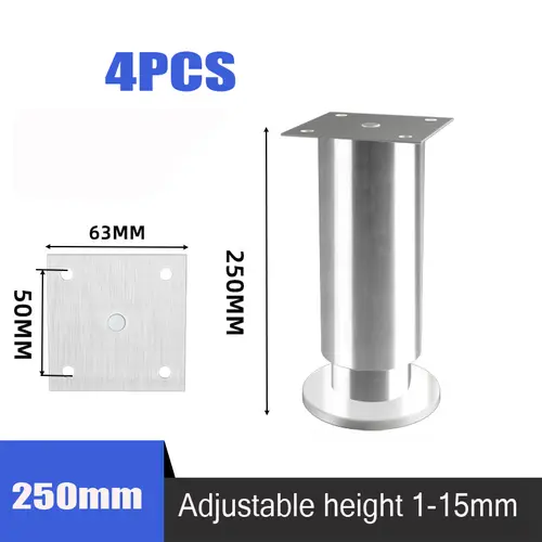 4PCS Height Adjustable Stainless Steel Furniture Feet Legs Kitchen Cabinet Sofa Legs Round Stand furniture leg - Image 7