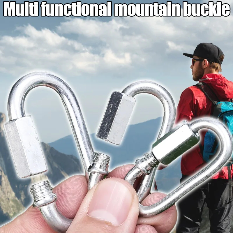 Multi-function Stainless Steel Connecting Ring Mountaineering Carabiner Outdoor Climbing Chain Safety Buckle Rope Connector