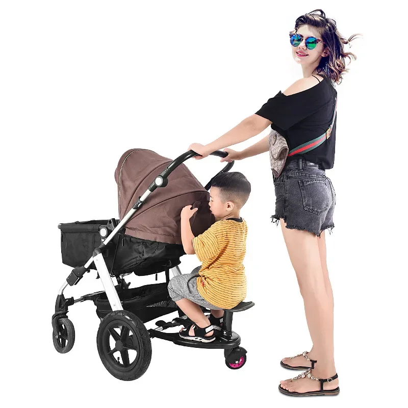 Baby Stroller with Ride-on Board Stroller Pedal Adapter Stroller Attachment with Removable Seat and Standing Platform - 2