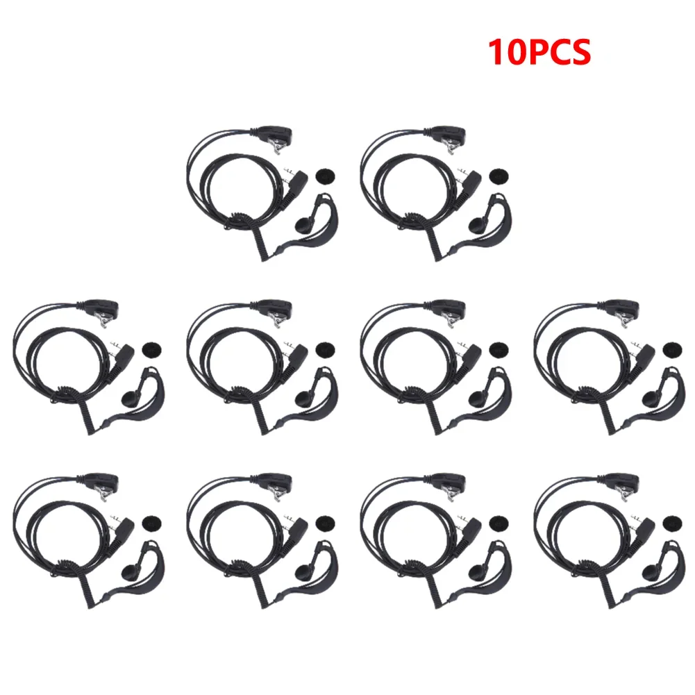 2-Pin Earpiece Headset with PTT Microphone and Ear Hook