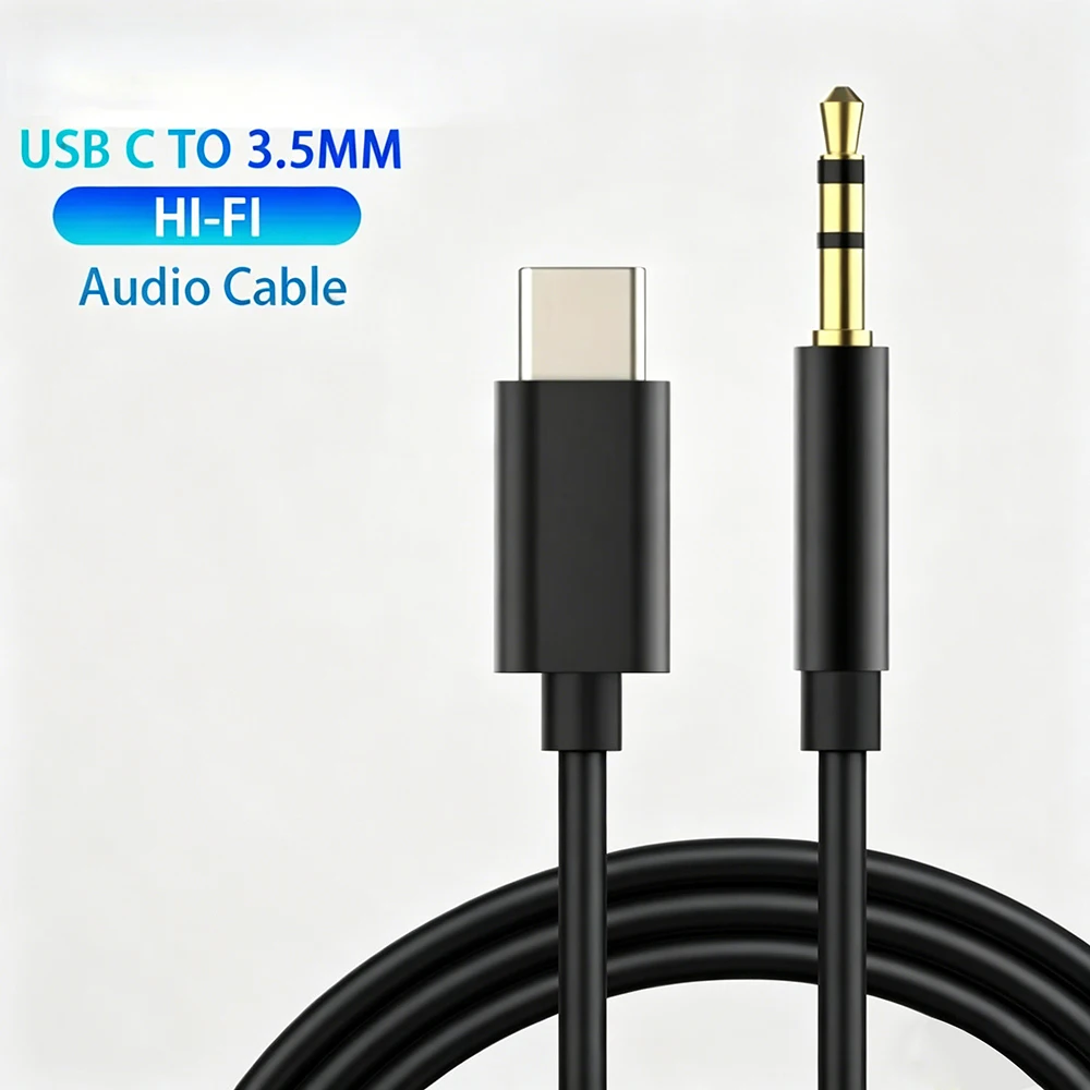 USB-C to 3.5mm AUX Audio Cable, Type-C Aux Adapter Converter for Car, Headphones & Speakers - 5