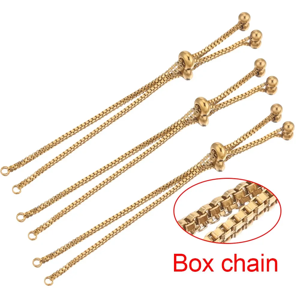 Elegant Gold-Toned Stainless Steel Slide Bracelets with Rubber Bead Accents - Set of 3