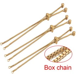 Elegant Gold - Toned Stainless Steel Slide Bracelets with Rubber Bead Accents - Set of 3 (BOX Gold)