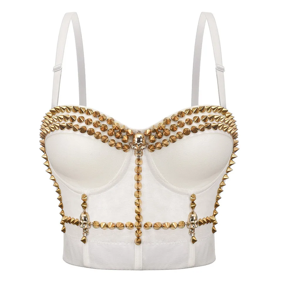 Plus Size Metal Skeleton Studded B Cup Underwire Bralette Push Up