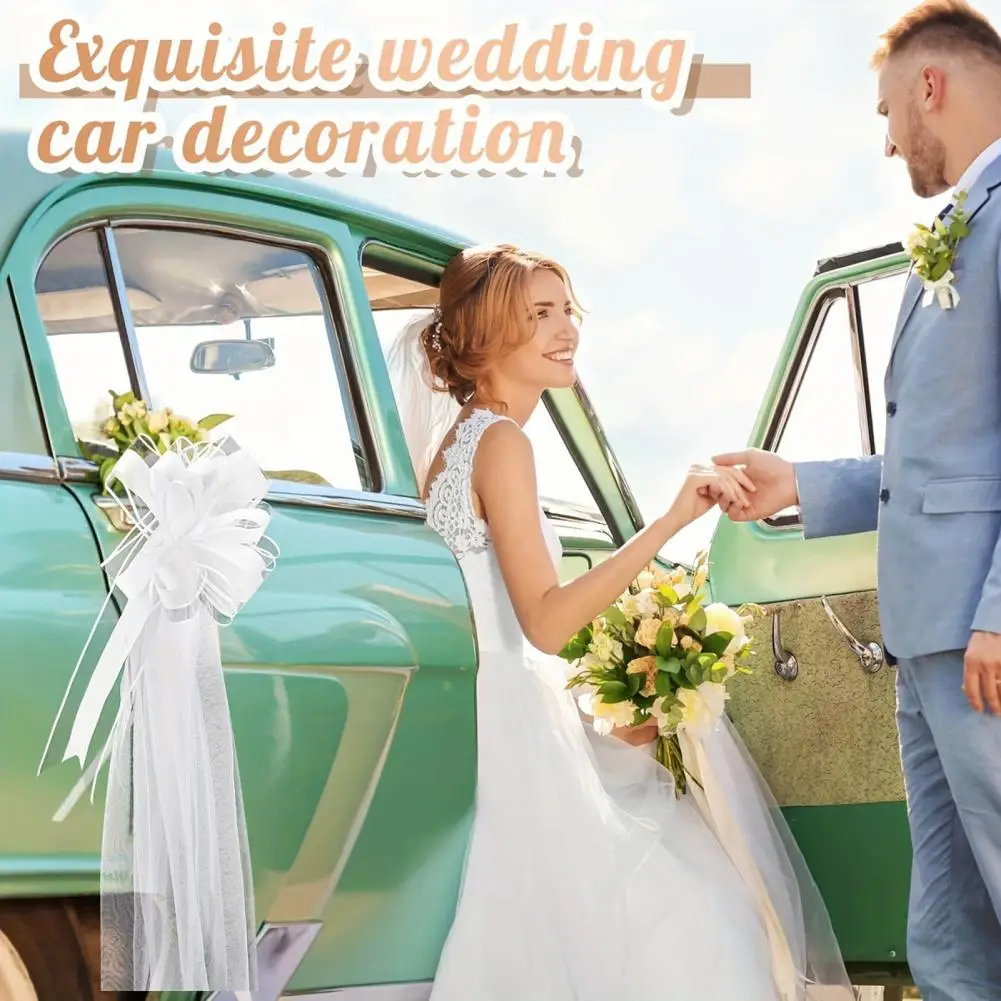 4 Uds. De lazos blancos para boda, tul, pasillo de iglesia, decoraciones  para sillas de boda para recepción de despedida de soltera, detalles largos  de cola de tul - AliExpress, image size:1001x1001