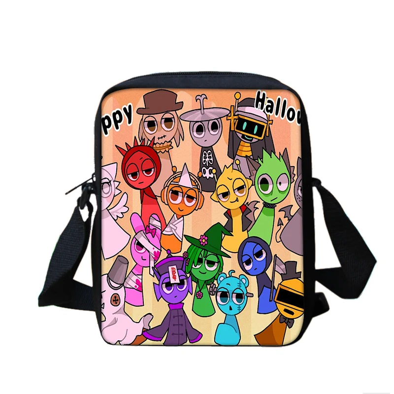 Boys & Girls Cartoon Anime Sprunki Printed Shoulder Bag Kids Casual Tote Phone Bag Shopping Bag