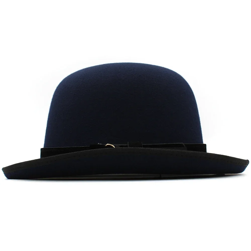 Männer Frauen Oval Top Klassische Wolle Bowler Hut Rolle Felge Derby Cap Sonnenhut Party Straße Stil Einstellbare Größe UNS 7 1/8-7 3/8 UK M-L – Detail 5
