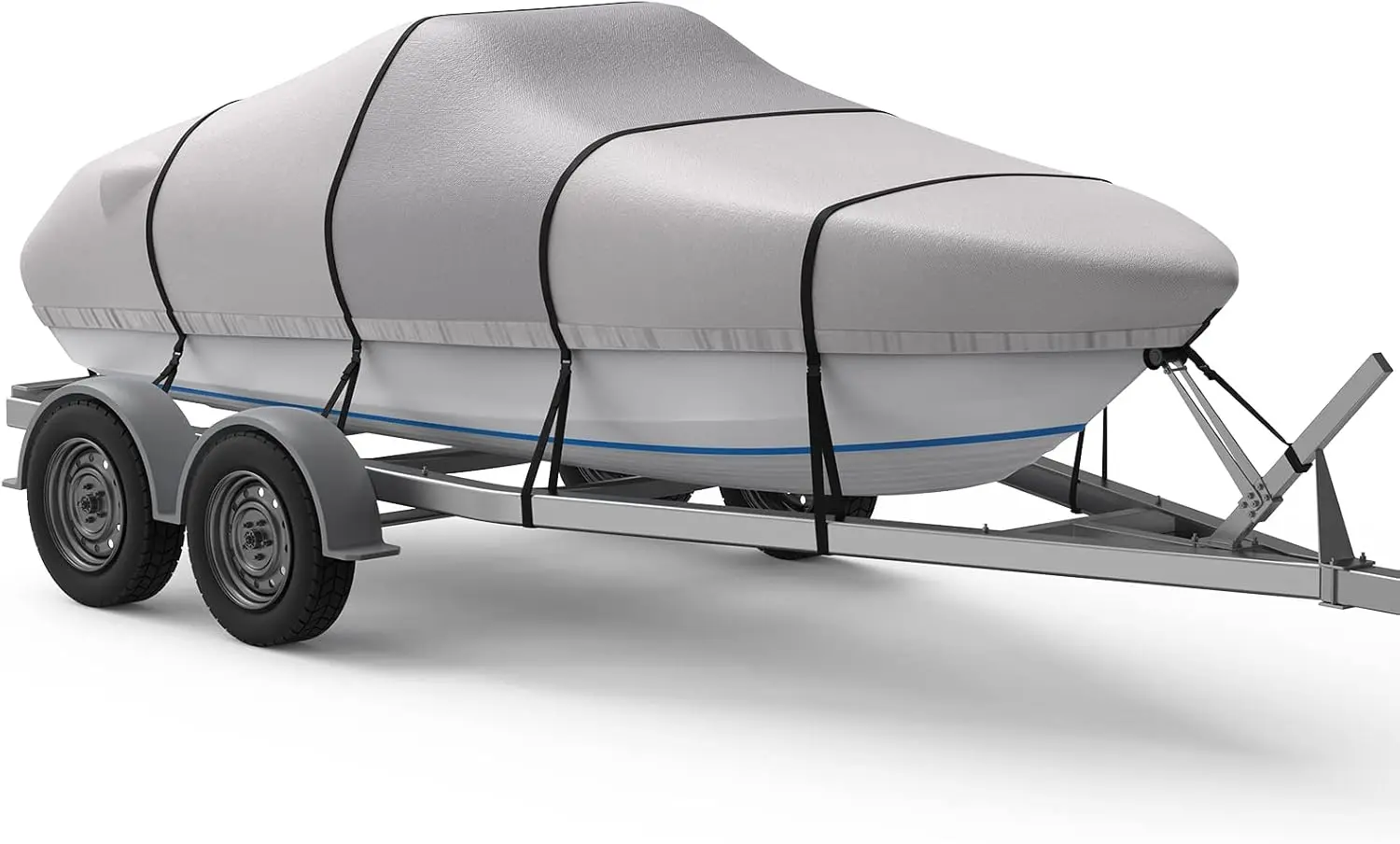 Middle 1200D Reinforced Boat Cover with Storage Bag Trailerable Marine Grade Waterproof Boat Cover Fits Bass Boat, V-Hull, Runab