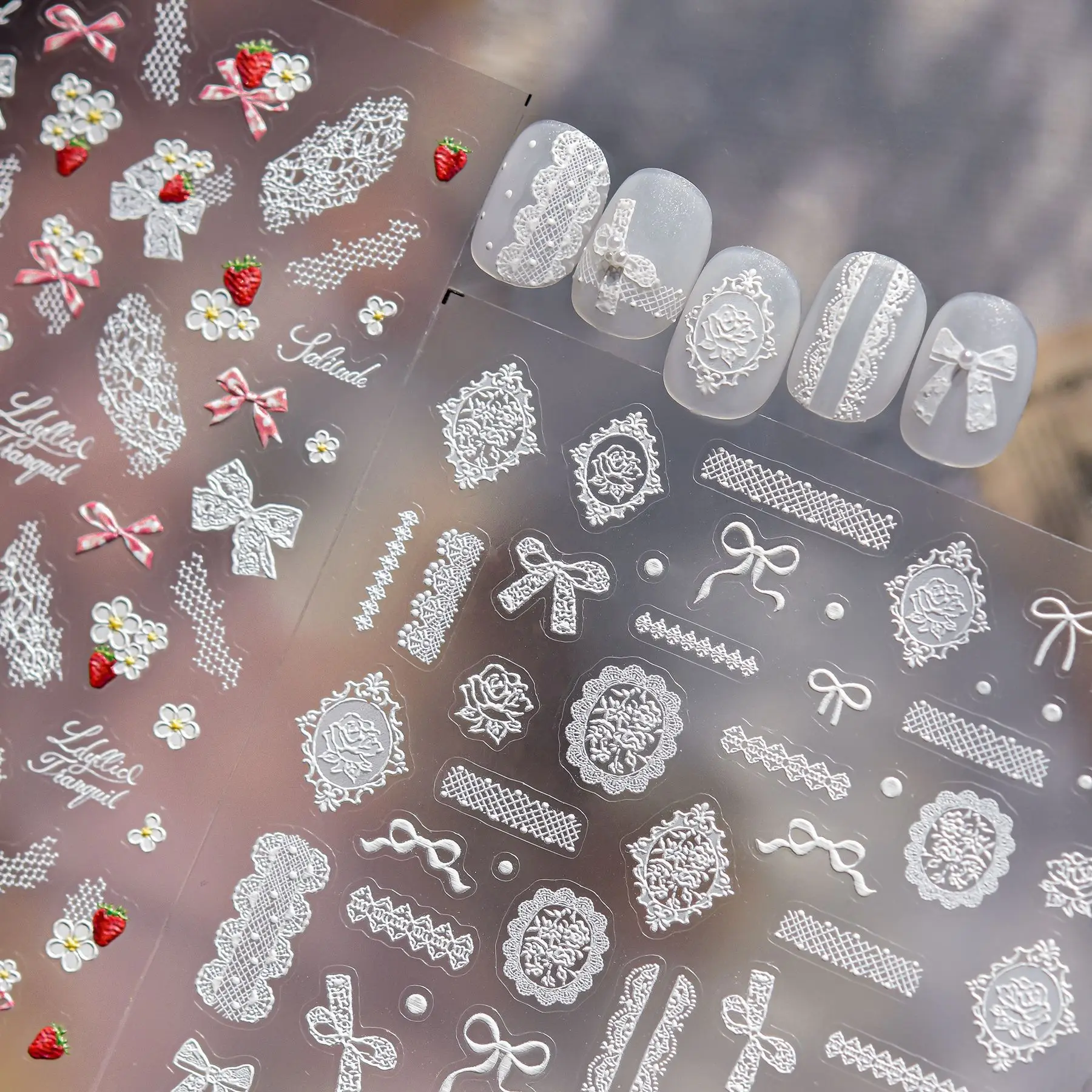 화이트 레이스 리본 레트로 사진 프레임 꽃무늬 원형 도트 메쉬 패브릭 스트립 ..