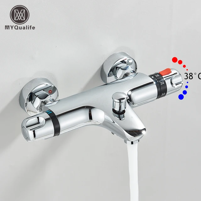 ก๊อกน้ําอาบน้ํา Thermostatic วาล์วผสม Thermostatic ก๊อกน้ําก๊อกน้ําห้องน้ําผสมน้ํา Long Spout ก๊อกน้ําอ่างอาบน้ํา 1
