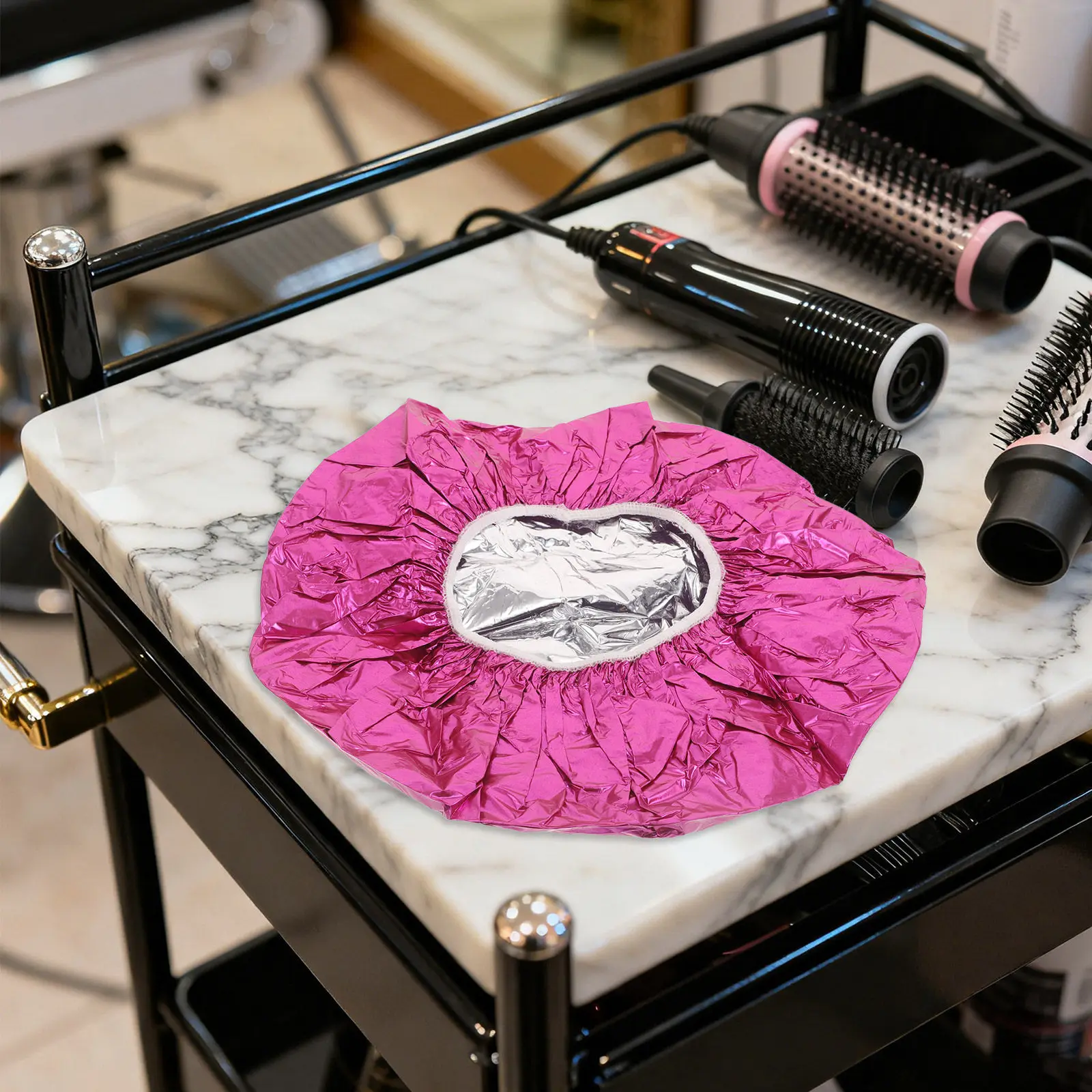 10Pcs 헤어 프로세싱 캡 알루미늄 호일 헤어 캡 딥 컨디셔닝 트리트먼트를 위한 재사용 가능한 열 보존 샤워 캡