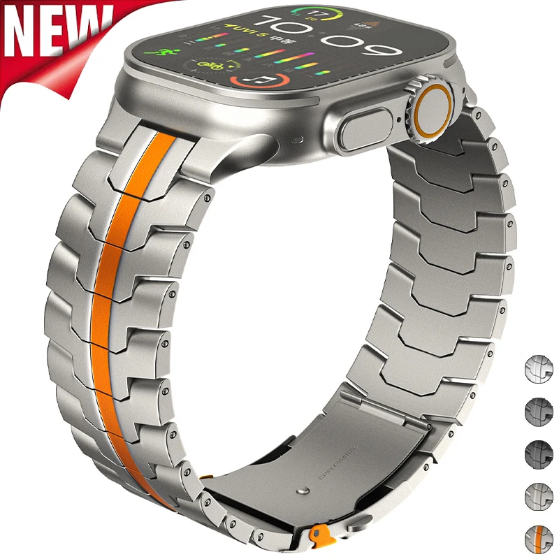 

Ремешок из титановой стали для Apple Watch Band Ultra 2, роскошный металлический браслет для IWatch Series 9 8 7 6 SE 5, 49 мм 45 мм 44 мм 42 мм 41 мм