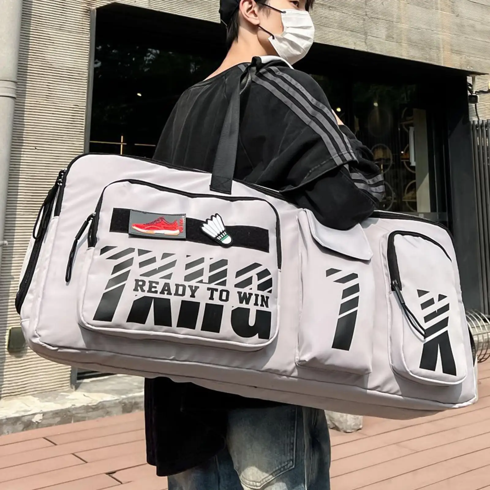 Badminton Bag for Adults Racquet Carry Bag Zipper Closure Waterproof Duffle Bag with Shoe Compartment for Professional Athletes 3