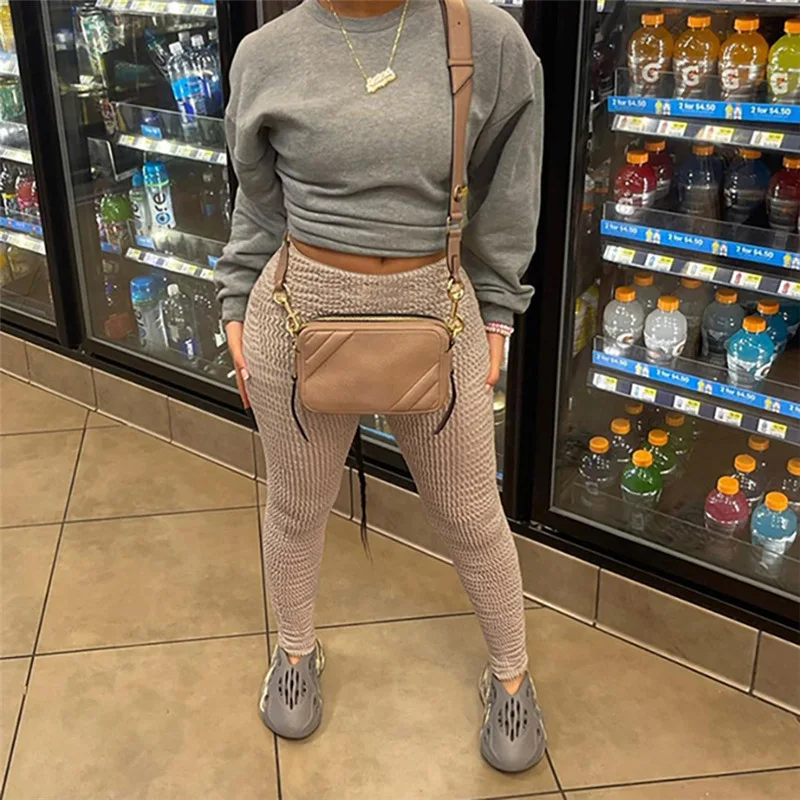 

LEOSD Korean Streetwear Y2k Fashion 2023 Summer New Solid High Waist Tight Sports Fitness Casual Pants for Women Joggers Women