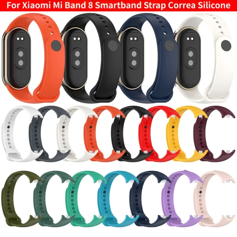 

For Xiaomi Mi Band 8 Smartband Strap Correa Silicone Wristband Bracelet Watchband mi band 8 ремешок mi band 8 (Metal insert)