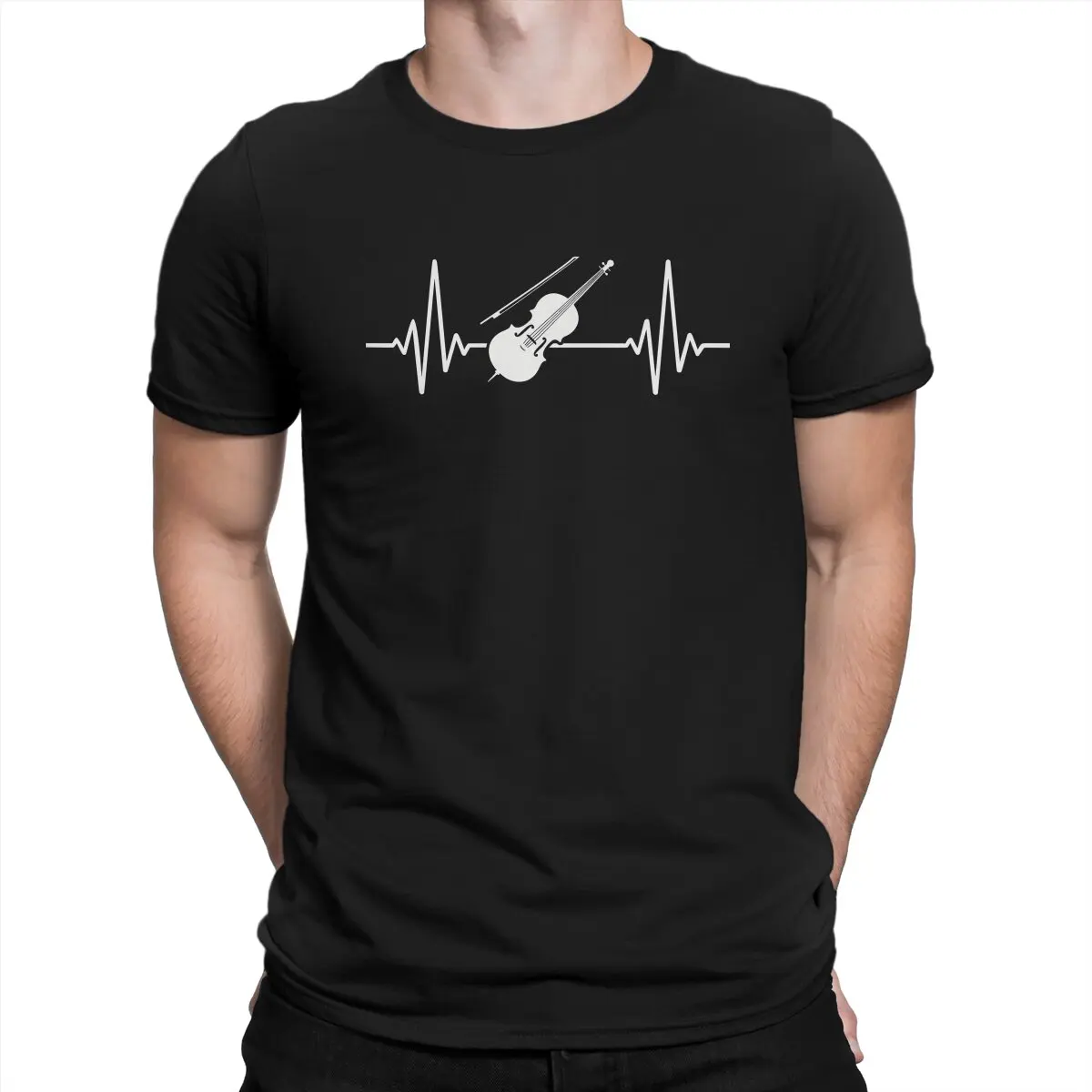 

Guitar Lover TShirt for Men Cello Heartbeat Humor Leisure Tee T Shirt High Quality New Design Loose