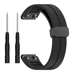 Premium Magnetic Silicone Folding Buckle Strap - 20mm Fenix 7S 6S 5S (Black)