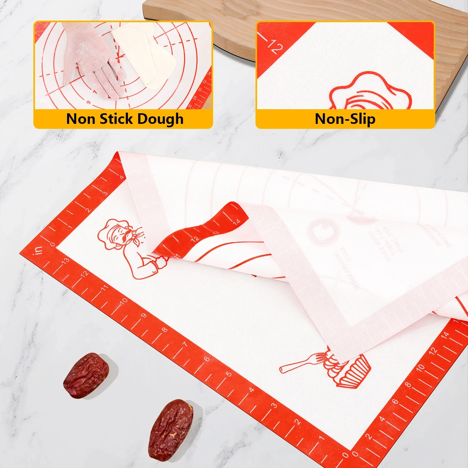 New Silicone Baking Mat Kneading Dough Mat Pizza Cake Sheet Liner Kitchen Cooking Grill Gadgets Bakeware Table Mats Pastry Tools