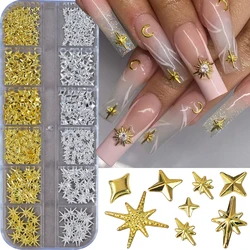 Elegant 3D Gold Ocean Rivet Nail Charms with Pearls and Rhinestones (Silver gold)