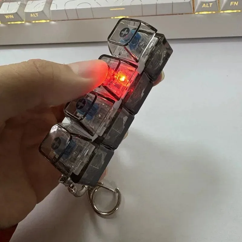 Light Up Keyboard Key Keychain Stress Relief Fidget Toy Clickable Button LED Light