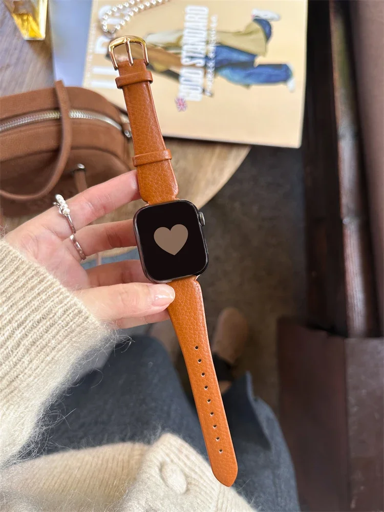 

Unique Design Cow Leather Strap For iWatch Series 9 SE 8 7 6 5 4 SE Women Real Leather Band For Apple Watch 41mm 40mm 45 44 49mm