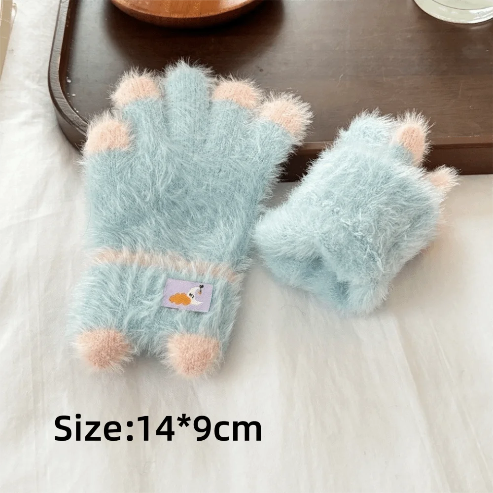 A Pair Mink-Like Toddler Gloves 3-8Years Long-Hair Material Winter Warm Gloves Thick Warm Children's Gloves Playing in Snow