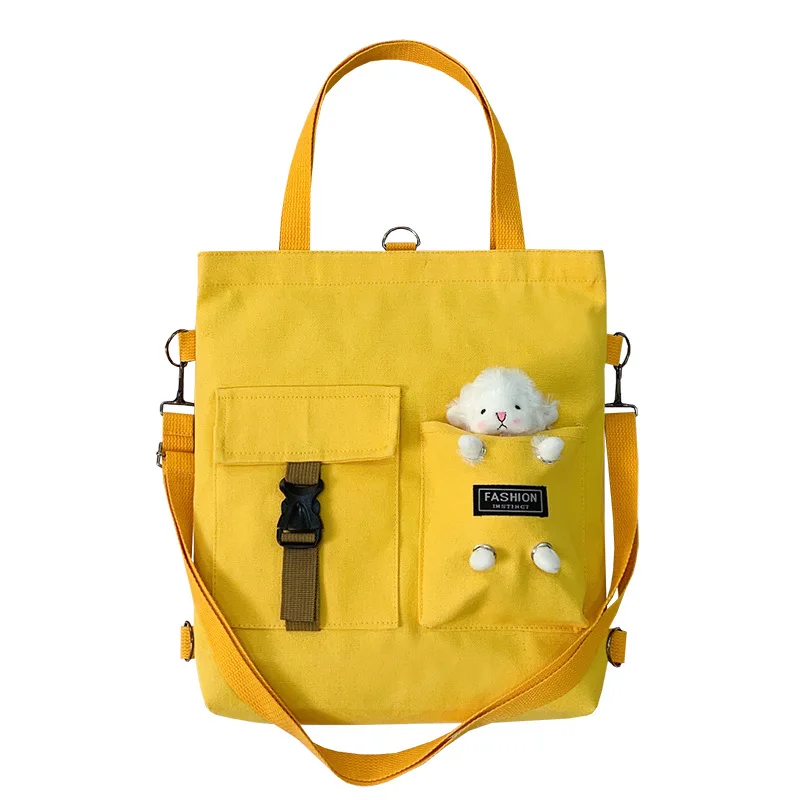 cute bear cartoon bags large cotton canvas tote student shoulder