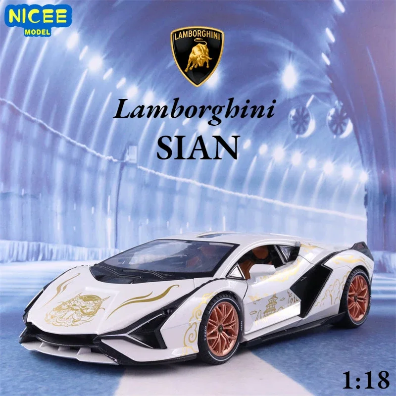 

1:18 Lamborghini Sian Chinese Style Pull Back Sports Car Alloy Boys Toys Cars Diecast Toy Collectibles Kids Car F394