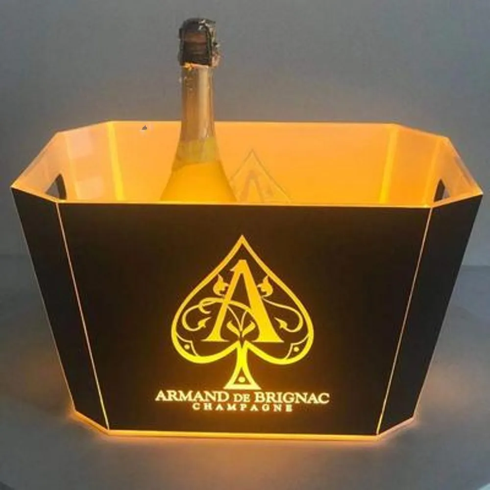 Led Rechargeable Ice Buckets Flashing Acrylic Boat Shape Beer Wine Bottle Cooler Bar Whisky Champagne Bucket