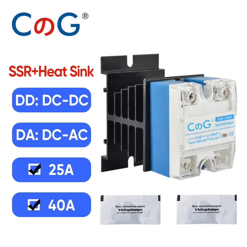 Relé de Estado Sólido 25a 40a dc para dc dc para ac Entrada 332vdc para Saída 5220vdc 24480vac Ssr Monofásico com Dissipador de Calor cg Novo