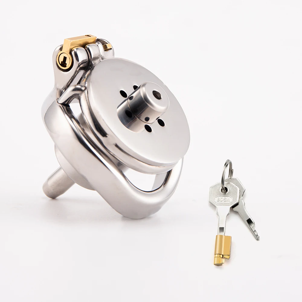 

New Super-Small Chastity Belt Stainless Steel Stealth Lock Male Chastity Device With Urethral Catheter Cock Cage Penis Cock Ring
