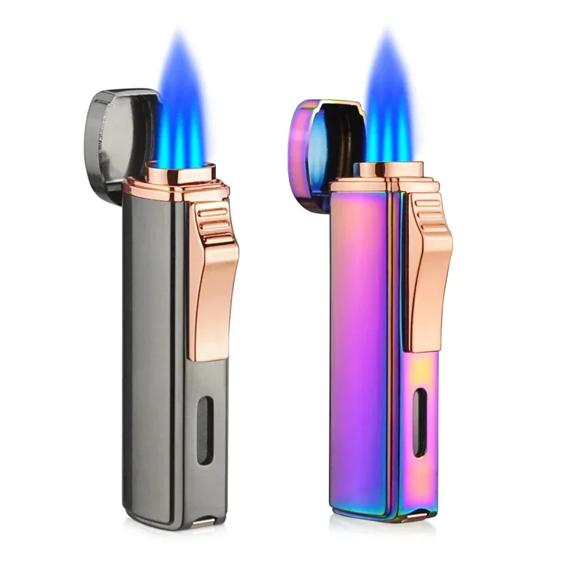 

3 Jet Torch Cigar Lighter In PocketSize Adjustable Triple Jet Blue Flame Refillable Butance Cigar Lighter Tobacco Accessories