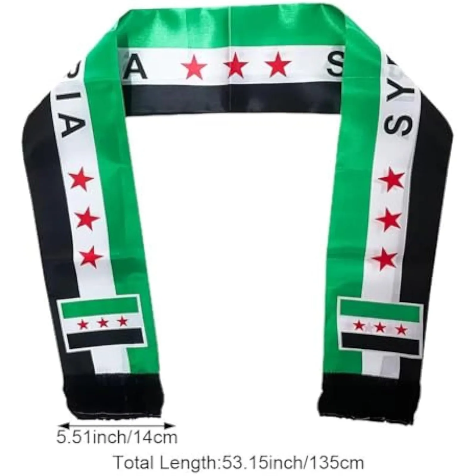 SKY FLAG Custom Syria Scarf 14*135cm The Syrian Arab Republic Syrian three Star Scarf Banner For Wedding event decoration 3