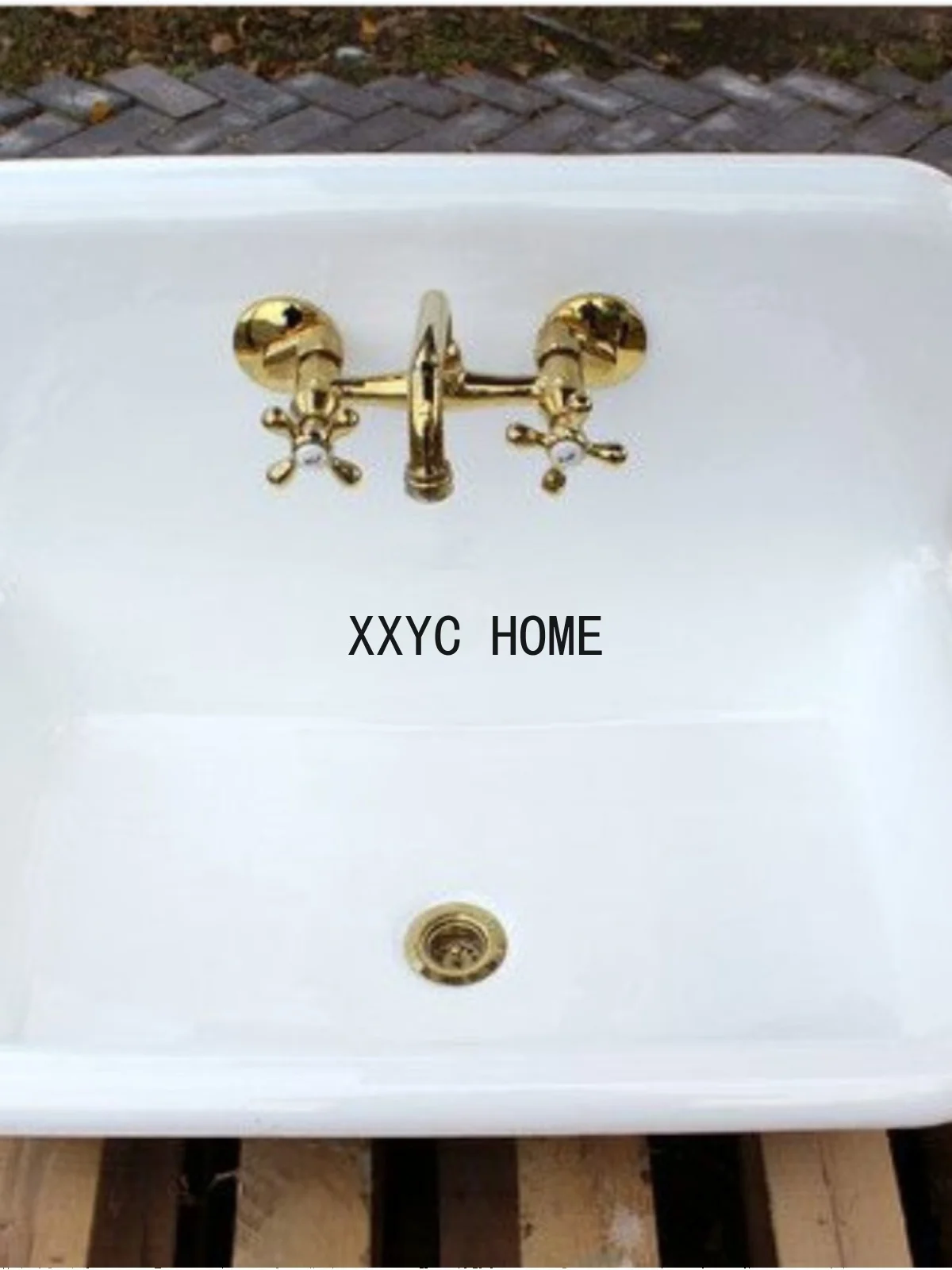 Cast Iron Enamel Wall-Hung Basin Dishwashing, Hand Washing, Face Washing, Retro Sink Wall Hanging Embedded Double-Type